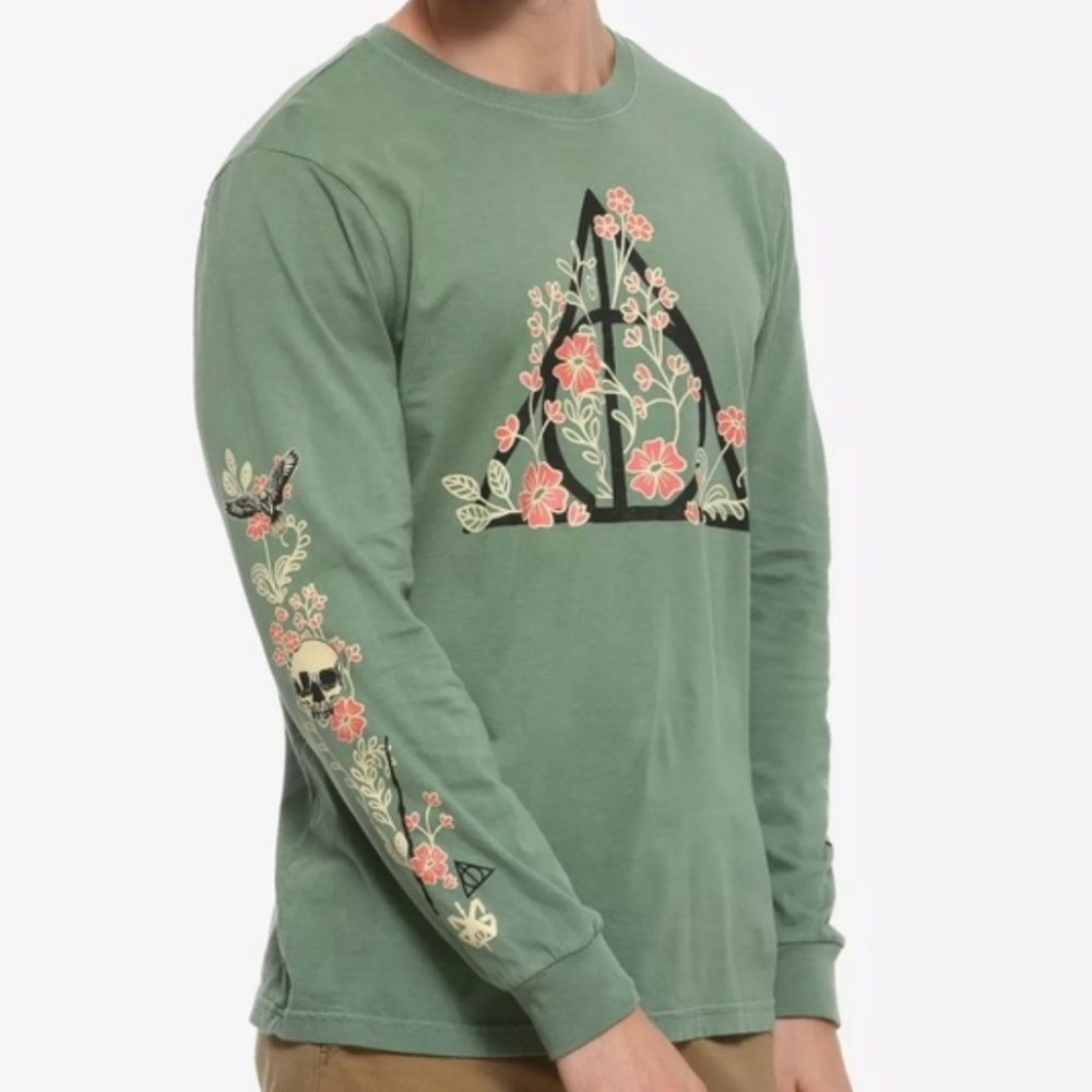 Harry Potter Box Lunch Deathly Hallows Green Long Sleeved Shirt